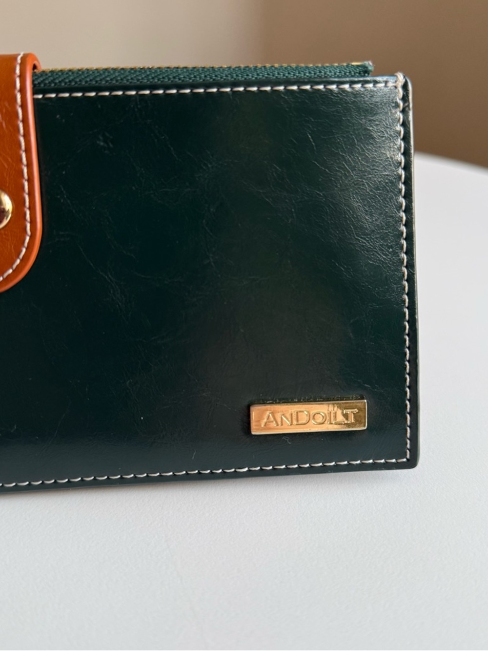 AnDoilt Genuine Leather Credit Card ID Bills Green Wallet Slim Bifold Purse - Picture 2 of 14